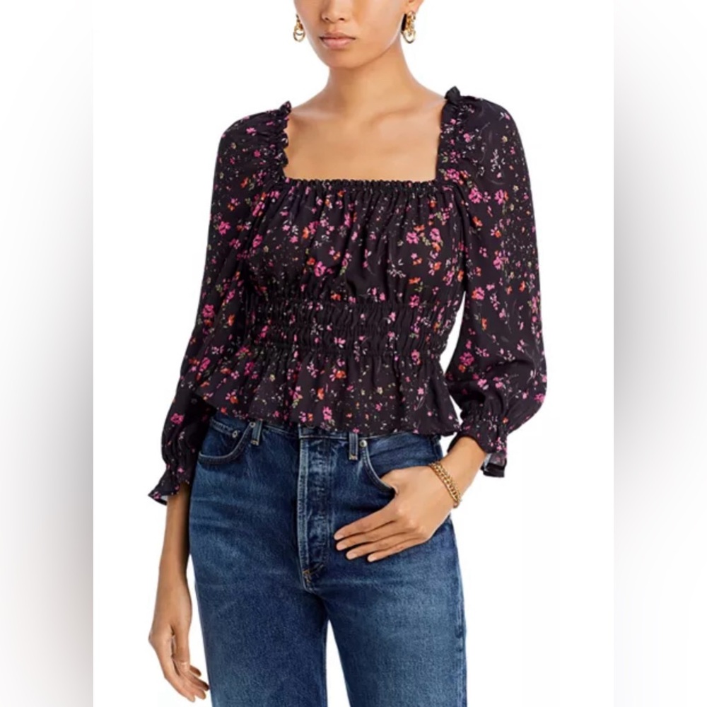 Aqua Cinched Square Neck Blouse -100% Exclusive (Bloomingdale’s)